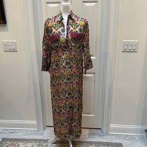 Yatra Vibrant Multicolor Floral Maxi Dress / Caftan with Collar